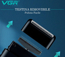 Carica l'immagine nel visualizzatore di Gallery, Rasoio Elettrico Barba Uomo Portatile Ricaricabile Sottile Verde Nero VGR V-390