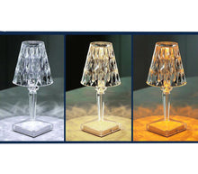Carica l'immagine nel visualizzatore di Gallery, Lampada Tavolo Diamantata Ricaricabile USB Effetto Cristallo Luce Decorativa