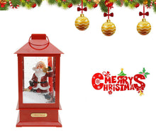 Carica l'immagine nel visualizzatore di Gallery, Lanterna Natalizia Babbo Natale Luci Led Effetto Neve Luminosa Musicale Addobbi