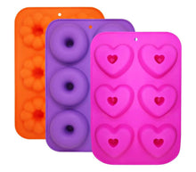 Carica l'immagine nel visualizzatore di Gallery, Stampo Per Ciambelle In Silicone 3pz Stampo Per Dolci Antiaderente Colorato