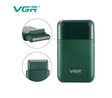 Carica l'immagine nel visualizzatore di Gallery, Rasoio Elettrico Barba Uomo Portatile Ricaricabile Sottile Verde Nero VGR V-390