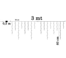 Carica l'immagine nel visualizzatore di Gallery, Tenda Luminosa 64LED Catena Natalizia Cascata Di Luci Di Natale 3M Bianco Freddo
