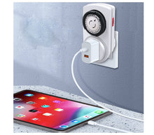 Carica l'immagine nel visualizzatore di Gallery, Presa Elettrica Temporizzata 24h Programmatore Meccanico Spina Analogica Bianca