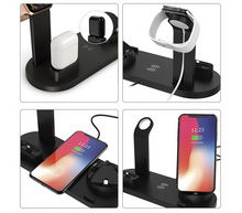 Carica l'immagine nel visualizzatore di Gallery, Stazione di Ricarica Wireless 3 in1 QI Smartphone Auricolari Smartwatch USB