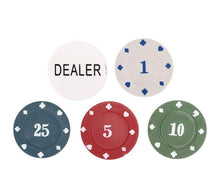 Carica l'immagine nel visualizzatore di Gallery, Set Di Fiches Per Poker Da 100 Chips Texas Holdem Scatola Metallo Gettone Dealer