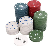 Lade das Bild in den Galerie-Viewer, Set Di Fiches Per Poker Da 100 Chips Texas Holdem Scatola Metallo Gettone Dealer
