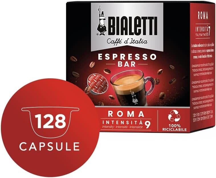 Caffè D'Italia, Multipack 128 Capsule, 8 Box Da 16 Capsule, Roma, Intensità 9