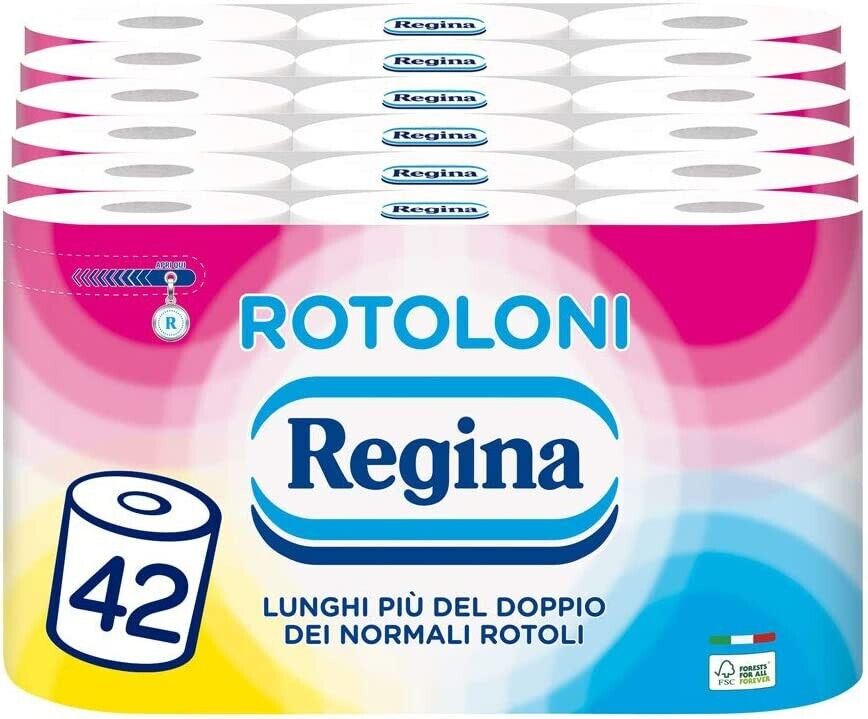 Rotoloni Regina 42 Rotoli, Maxi Pack scorta 100% Ita, Carta igienica di qualità