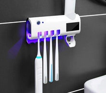 Lade das Bild in den Galerie-Viewer, Sterilizzatore Spazzolini UV Con Dispenser Dentrificio Porta Spazzolino Adesivo
