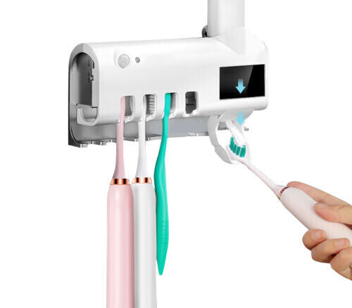 Sterilizzatore Spazzolini UV Con Dispenser Dentrificio Porta Spazzolino Adesivo