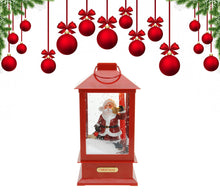 Carica l&#39;immagine nel visualizzatore di Gallery, Lanterna Natalizia Babbo Natale Luci Led Effetto Neve Luminosa Musicale Addobbi
